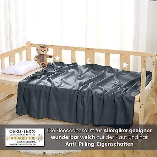 Wometo 2er Set Polar Fleecedecke OekoTex Lilaviolett Anti-Pilling Kettelrand
