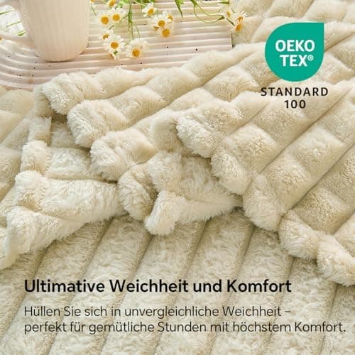BEDELITE Flauschig Kuscheldecke Hellblau 125x150 für Sofa und Wohnzimmer OEKO-TEX STANDARD 100  
BEDELITE Hellblauer Fla