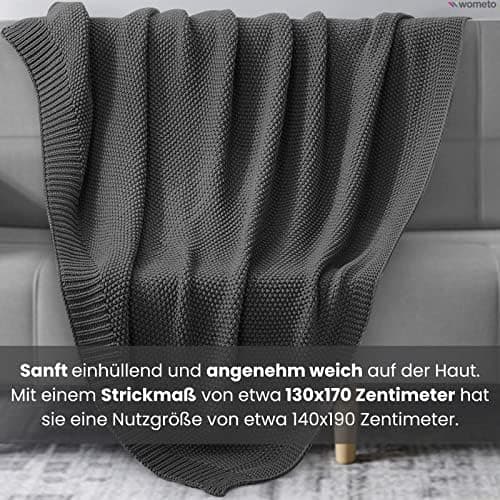 Wometo Kuscheldecke Strick Warme und Weiche Strickdecke OekoTex 140x190TürkisPetrol