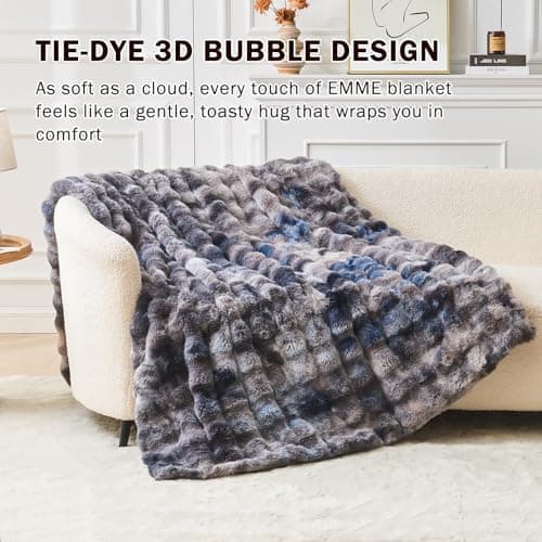 EMME Flauschige Wohndecke für Couch Kaninchen Plüsch Fleecedeckemercialwohndecke-sofa-decke-bubble-decke-wohndecke-flaus