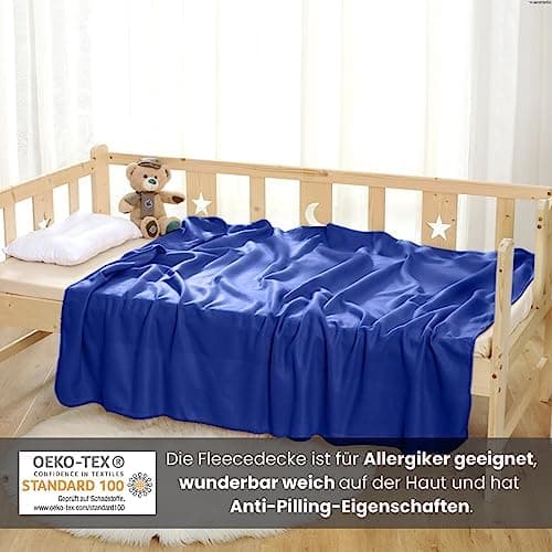 Wometo 2er Set Polar Fleecedecke OekoTex Lilaviolett Anti-Pilling Kettelrand