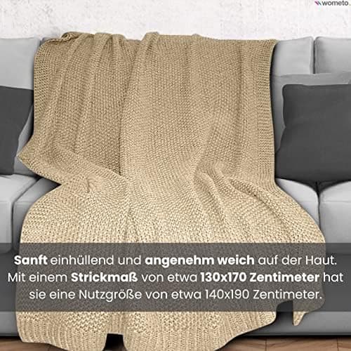 Wometo Kuscheldecke Strick Warme und Weiche Strickdecke OekoTex 140x190TürkisPetrol