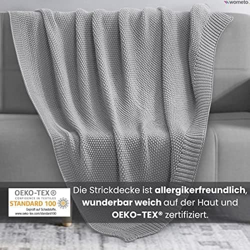 Wometo Kuscheldecke Strick Warme und Weiche Strickdecke OekoTex 140x190TürkisPetrol