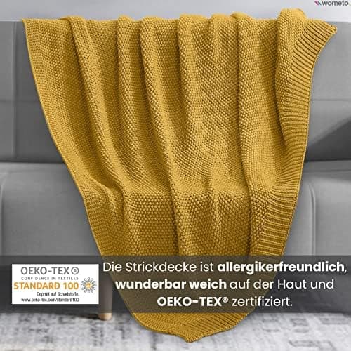 Wometo Kuscheldecke Strick Warme und Weiche Strickdecke OekoTex 140x190TürkisPetrol