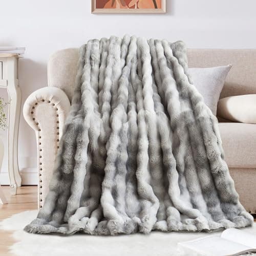Kuscheldecke Milchsamt Blasen Decke Super Soft Warme Couchdecke 100 x 160cm White