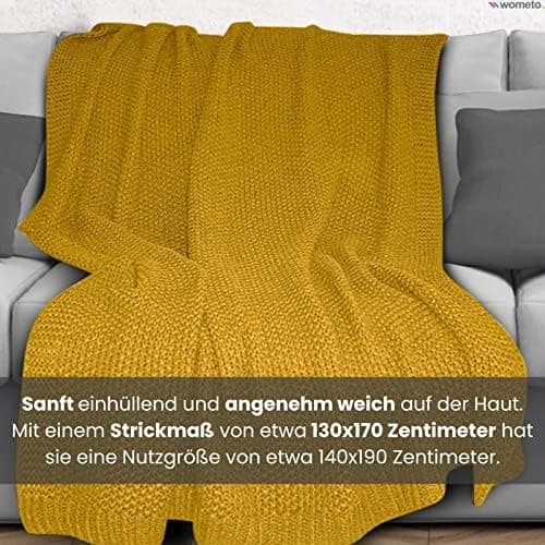 Wometo Kuscheldecke Strick Warme und Weiche Strickdecke OekoTex 140x190TürkisPetrol