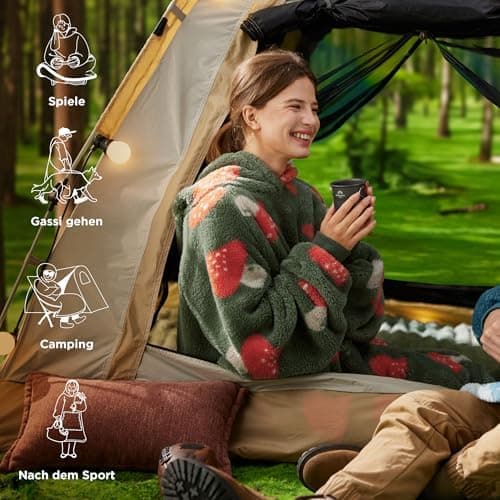 BEDSURE Hoodie Decke mit Ärmeln - Warme Kuschelpullover für Frauen - Tragbare Erwachsenendekke Grau OEKO-TEX 95x85 cm