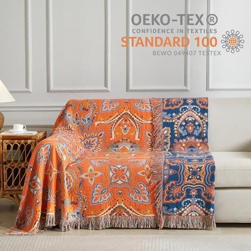 SOFTEXLY Boho Decke – Kuschelige Tagesdecke & Bettüberwurf 150x200cm, Aesthetic Design & Doppelseitige Musselin, Ideal f