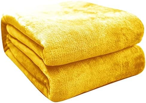 FARFALLAROSSA Oeko-TEX Flauschig Kuscheldecke 130x160 cm - Super Weiche Fleecedecke als Sofaüberwurf - Wohndecke Gelb OE