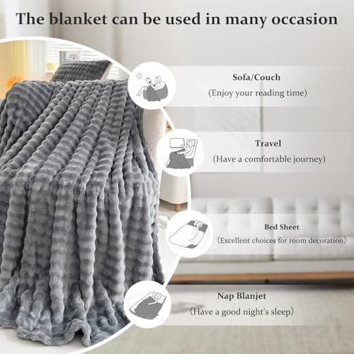 Kuscheldecke Milchsamt Blasen Decke Super Soft Warme Couchdecke 100 x 160cm White
