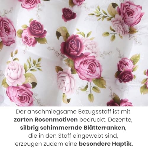 Wometo 2er Set Sitzkissen ROSEN-MOTIV - Stuhlkissen 40x40 OEKO-TEX für Indoor und Outdoor mit Bändern/Schleifen