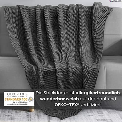 Wometo Kuscheldecke Strick Warme und Weiche Strickdecke OekoTex 140x190TürkisPetrol