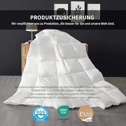 SAPHREAS Ganzjahres Daunendecke Baumwollsamt 155x220 cm OEKO-TEX RDS Zertifiziert  
SAPHREAS Daunendecke Baumwollsamt 15
