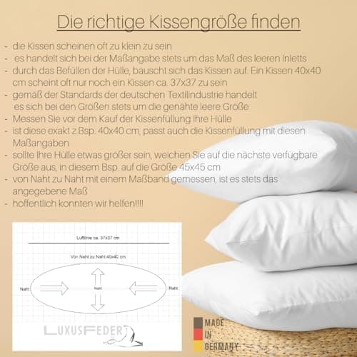 Luxusfeder 2er Sofakissen - Daunen Füllung 300g - 100% Baumwolle Bezughülle - Öko-Tex 

Luxusfeder 2er Sofakissen - Daun
