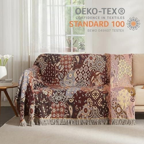 SOFTEXLY Boho Decke – Kuschelige Tagesdecke & Bettüberwurf 150x200cm, Aesthetic Design & Doppelseitige Musselin, Ideal f