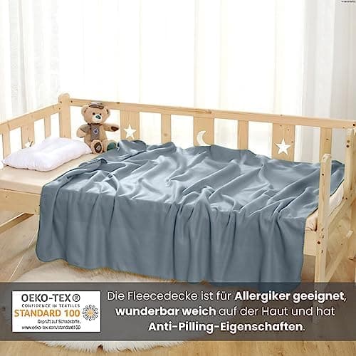 Wometo 2er Set Polar Fleecedecke OekoTex Lilaviolett Anti-Pilling Kettelrand