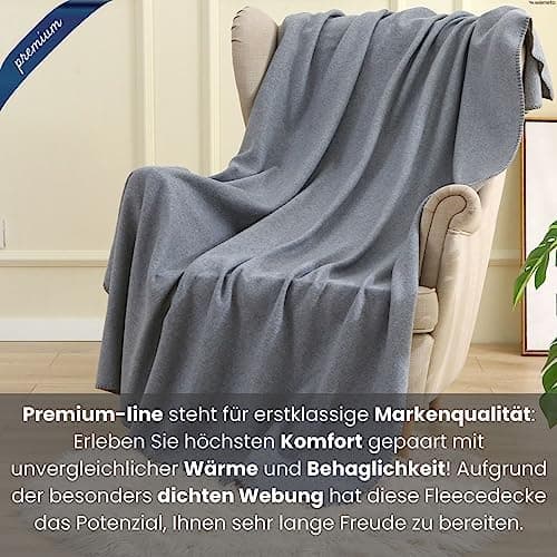 Wometo Premium Fleecedecke - weiß meliert (Bi-Color)Anti-Pilling 140x190 cm OEKO-TEX