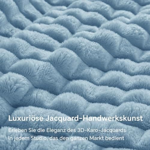 BEDELITE Flauschig Kuscheldecke Hellblau 125x150 für Sofa und Wohnzimmer OEKO-TEX STANDARD 100  
BEDELITE Hellblauer Fla
