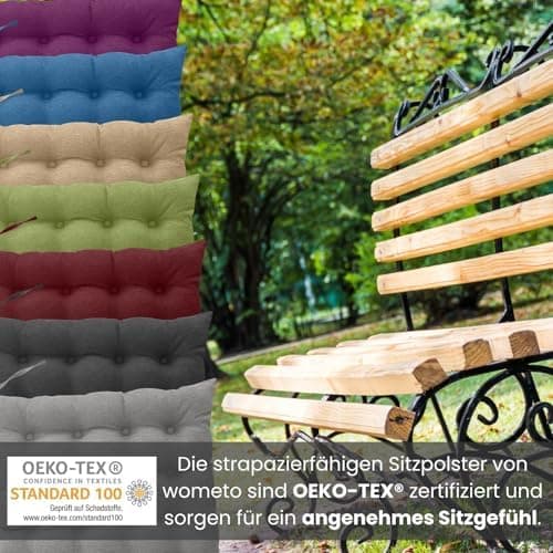 Wometo Sitzkissen Stuhl - dunkelgrau Oeko-TEX Sitzpolster mit Bändern für Indoor und Outdoor OEKO-TEX STANDARD 100  
Wom
