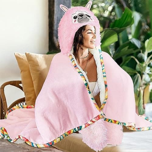 Rosa Sherpa Fleece Ärmeldecke für Frauen als Geschenk(te) warm und weich 152x125cm