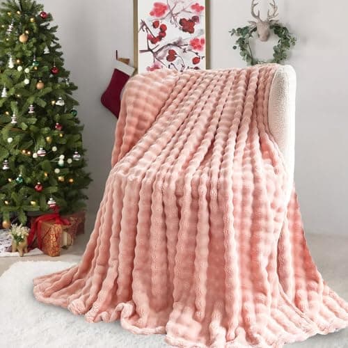 Kuscheldecke Milchsamt Blasen Decke Super Soft Warme Couchdecke 100 x 160cm White