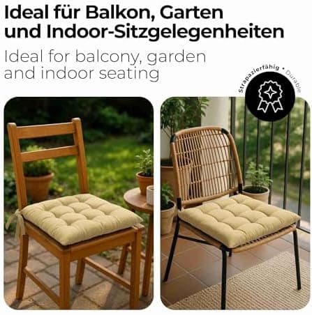 Etérea Türkiswaschbares Sitzkissen Stuhl 40x40 2er Set Inneneinbau - Outdoor & Indoor - OEKO-TEX Made in Green