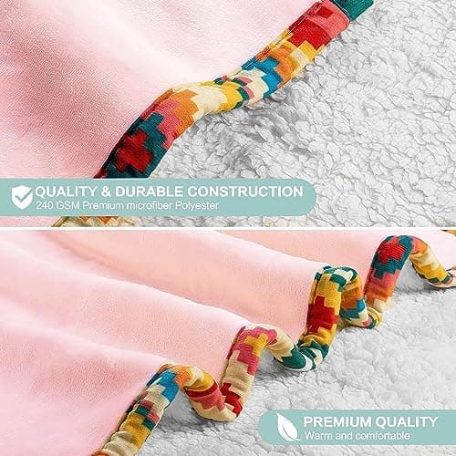 Rosa Sherpa Fleece Ärmeldecke für Frauen als Geschenk(te) warm und weich 152x125cm