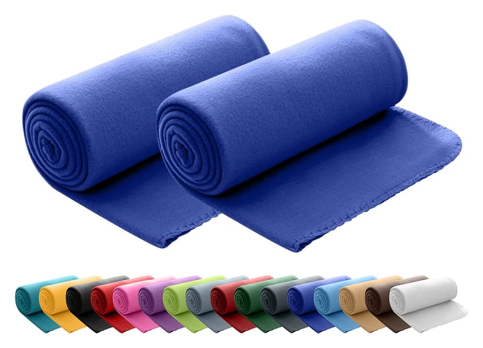 Wometo 2er Set Polar Fleecedecke OekoTex Lilaviolett Anti-Pilling Kettelrand