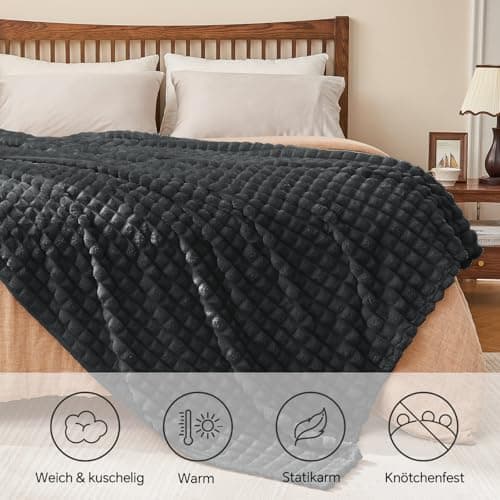 BEDELITE Flauschig Kuscheldecke Hellblau 125x150 für Sofa und Wohnzimmer OEKO-TEX STANDARD 100  
BEDELITE Hellblauer Fla