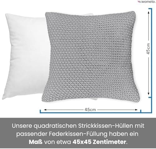 Wometo Oeko-TEX Sofakissenbezug Strick 45x45 türkis Petrol Reißverschluss warme weiche Kissenhülle OEKO-TEX STANDARD 100