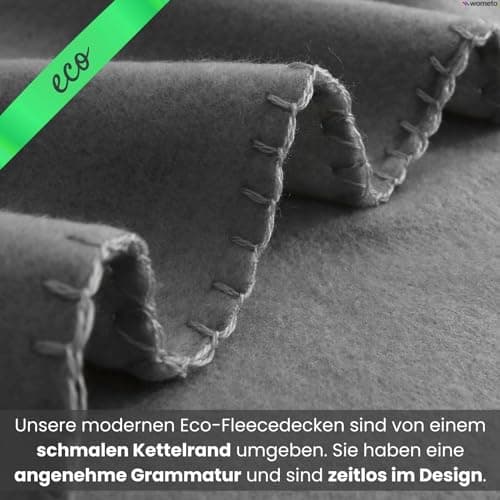 Wometo 10er Vorteilspack Fleecedecke grau Anti-Pilling Kettelrand