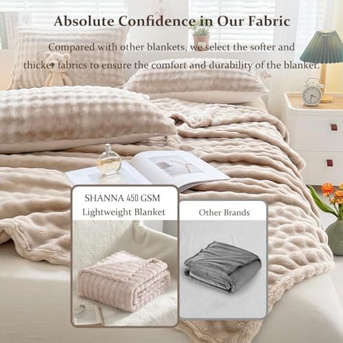 Kuscheldecke Milchsamt Blasen Decke Super Soft Warme Couchdecke 100 x 160cm White