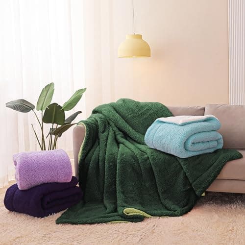 Exclusivo Mezcla Decke, Warme Kuscheldecke für Bett und Sofa, Tiefviolett/Lila 130x150 cm