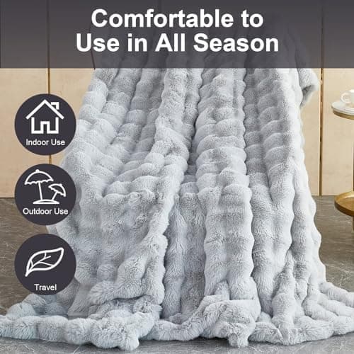 Kuscheldecke Milchsamt Blasen Decke Super Soft Warme Couchdecke 100 x 160cm White