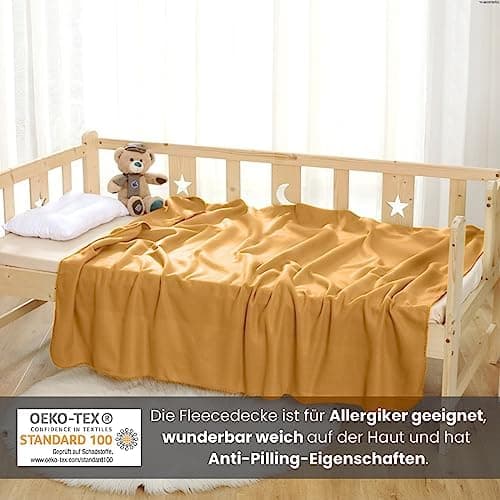 Wometo 2er Set Polar Fleecedecke OekoTex Lilaviolett Anti-Pilling Kettelrand