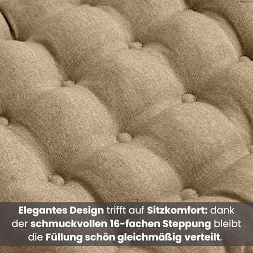 Wometo 4er Set Sitzkissen Stuhl OekoTex - beigeh ConfigurationManager Stuhlkissen Funktionales Polster mit Bändern OEKO-