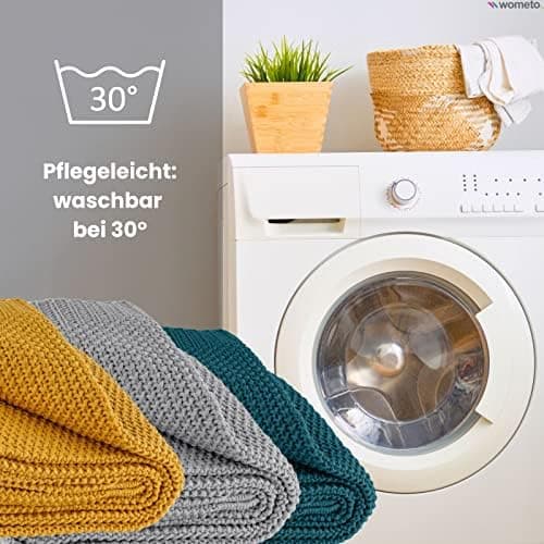 Wometo Kuscheldecke Strick Warme und Weiche Strickdecke OekoTex 140x190TürkisPetrol