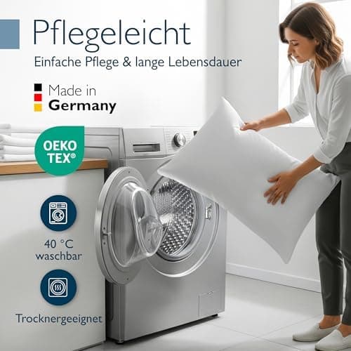 Beautissu 2er Daunenkissen-Set 80x80cm – Waschbar & Made in Germany – Oeko-Tex Zertifiziert – Kopfkissen 80x80cm