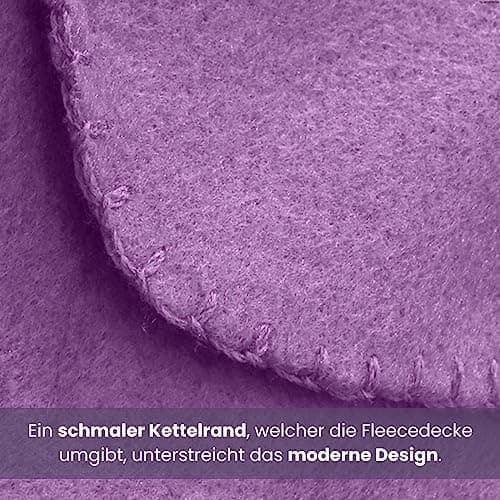 Wometo 2er Set Polar Fleecedecke OekoTex Lilaviolett Anti-Pilling Kettelrand