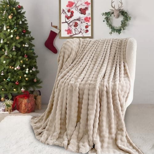 Kuscheldecke Milchsamt Blasen Decke Super Soft Warme Couchdecke 100 x 160cm White