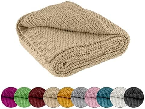 Wometo Kuscheldecke Strick Warme und Weiche Strickdecke OekoTex 140x190TürkisPetrol
