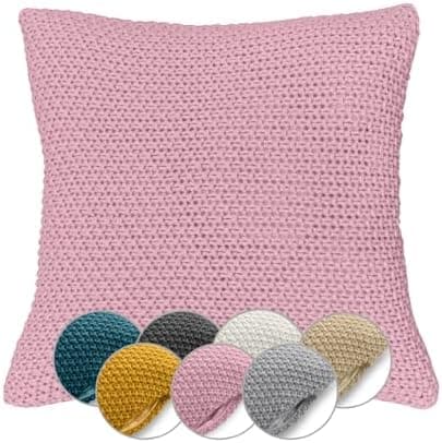 Wometo Oeko-TEX Sofakissenbezug Strick 45x45 türkis Petrol Reißverschluss warme weiche Kissenhülle OEKO-TEX STANDARD 100