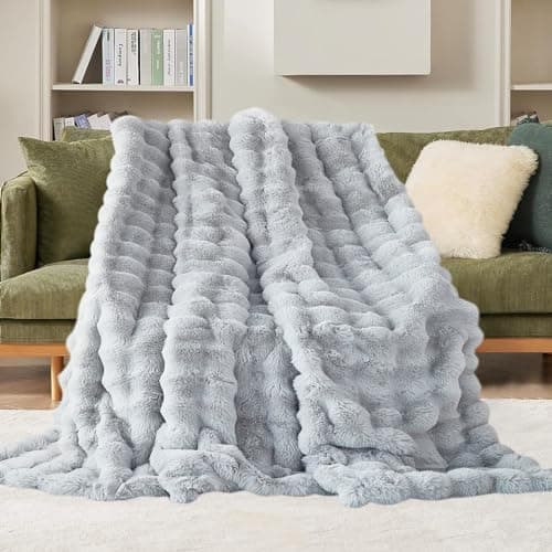 Kuscheldecke Milchsamt Blasen Decke Super Soft Warme Couchdecke 100 x 160cm White