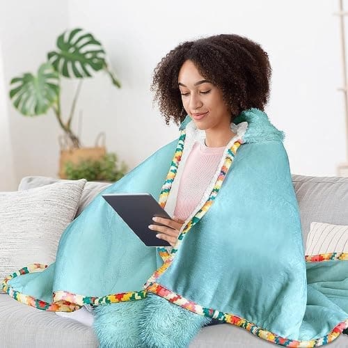 Rosa Sherpa Fleece Ärmeldecke für Frauen als Geschenk(te) warm und weich 152x125cm