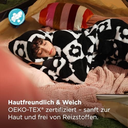 BEDSURE Hoodie Decke mit Ärmeln - Warme Kuschelpullover für Frauen - Tragbare Erwachsenendekke Grau OEKO-TEX 95x85 cm