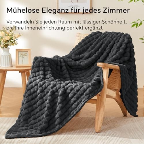 BEDELITE Flauschig Kuscheldecke Hellblau 125x150 für Sofa und Wohnzimmer OEKO-TEX STANDARD 100  
BEDELITE Hellblauer Fla