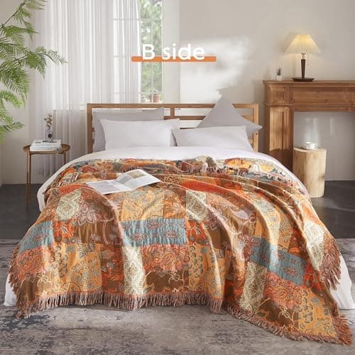 SOFTEXLY Boho Decke – Kuschelige Tagesdecke & Bettüberwurf 150x200cm, Aesthetic Design & Doppelseitige Musselin, Ideal f