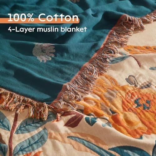 SOFTEXLY Boho Decke – Kuschelige Tagesdecke & Bettüberwurf 150x200cm, Aesthetic Design & Doppelseitige Musselin, Ideal f