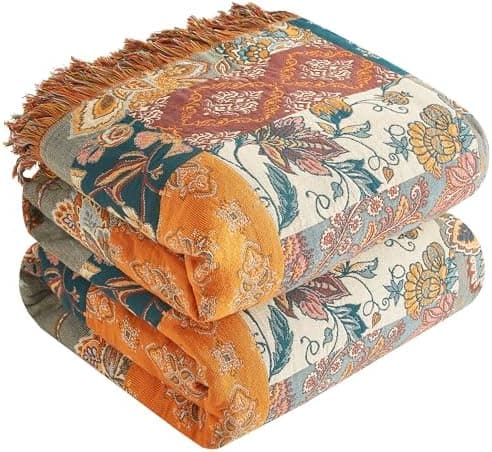 SOFTEXLY Boho Decke – Kuschelige Tagesdecke & Bettüberwurf 150x200cm, Aesthetic Design & Doppelseitige Musselin, Ideal f