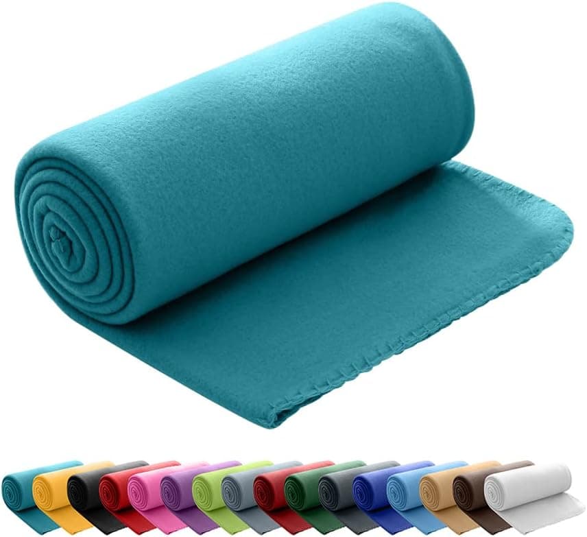 Polar Fleecedecke oekoTex 130x160 Anti-Pilling Kettelrand blau Mittelblau OEKO-TEX STANDARD 100